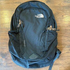 The North Face Vault Black and Rose Gold Backpack